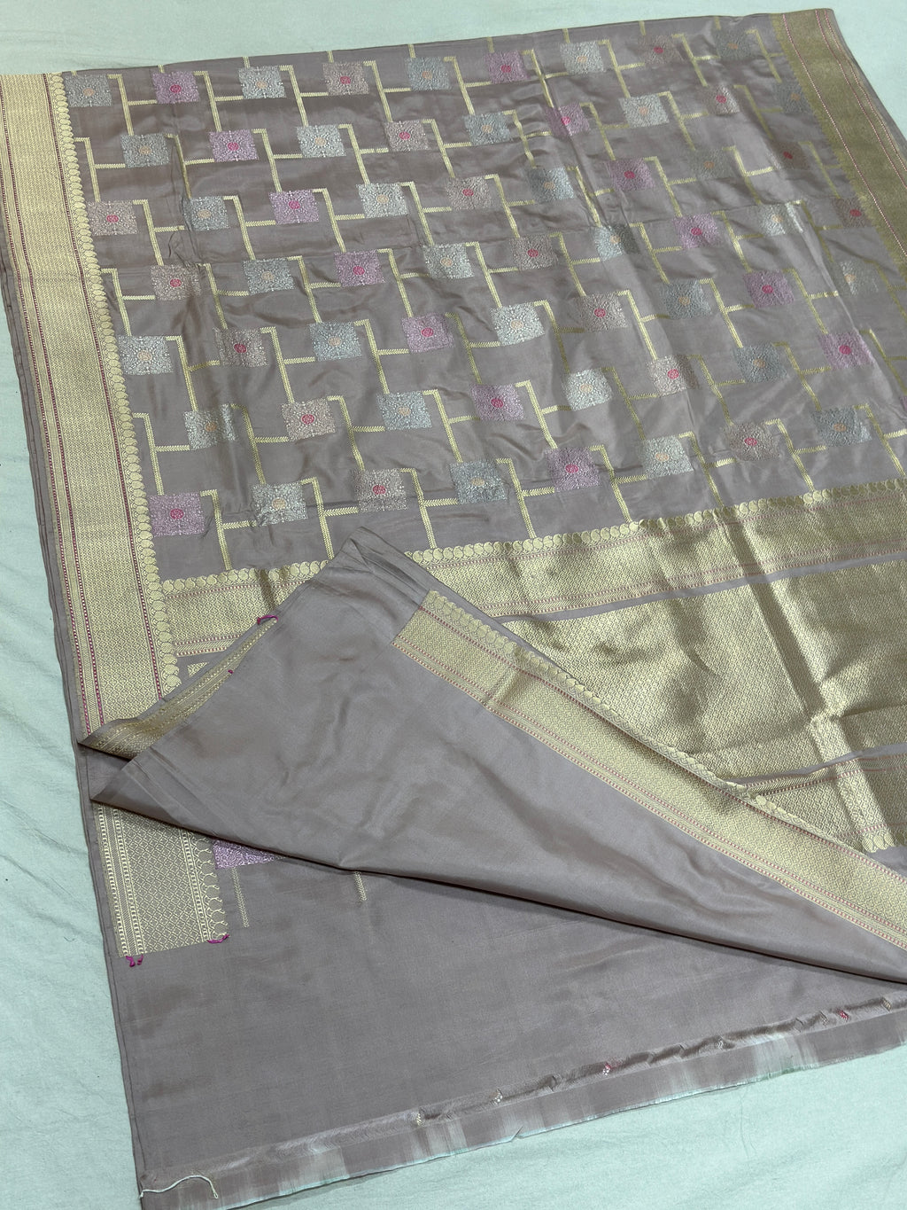 lavender Handwoven Pure Banarasi katan Silk Saree