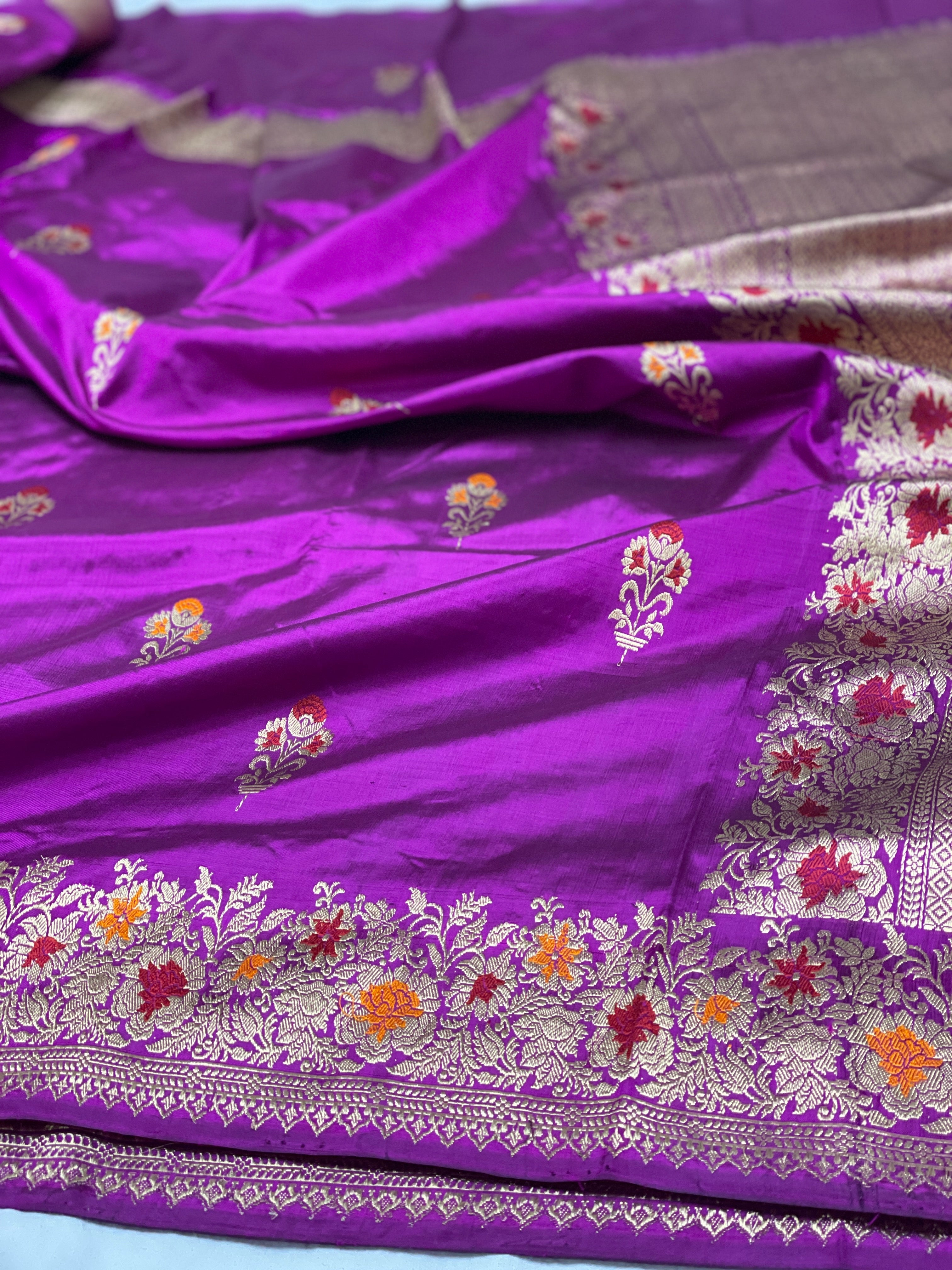 Purple Pure Banarasi handloom katan Saree