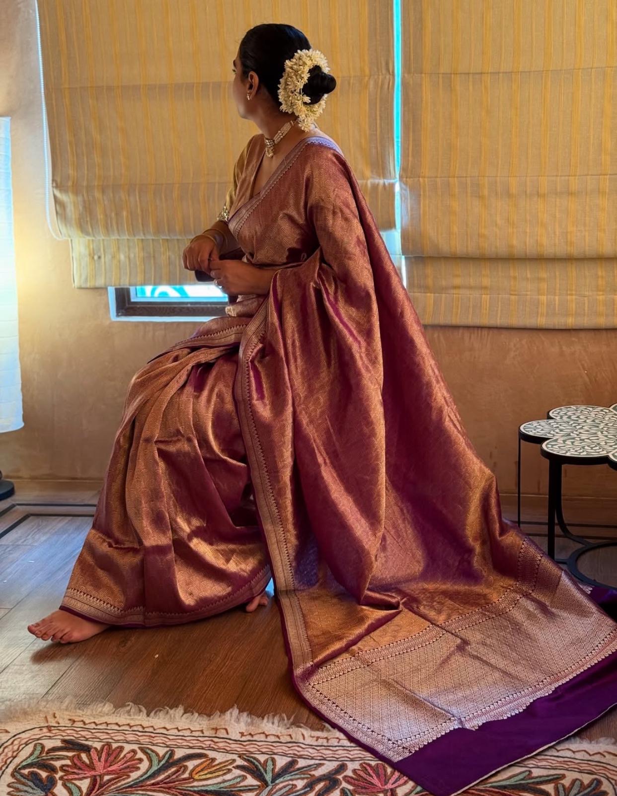 Red Handwoven Pure Silk Brocade Saree