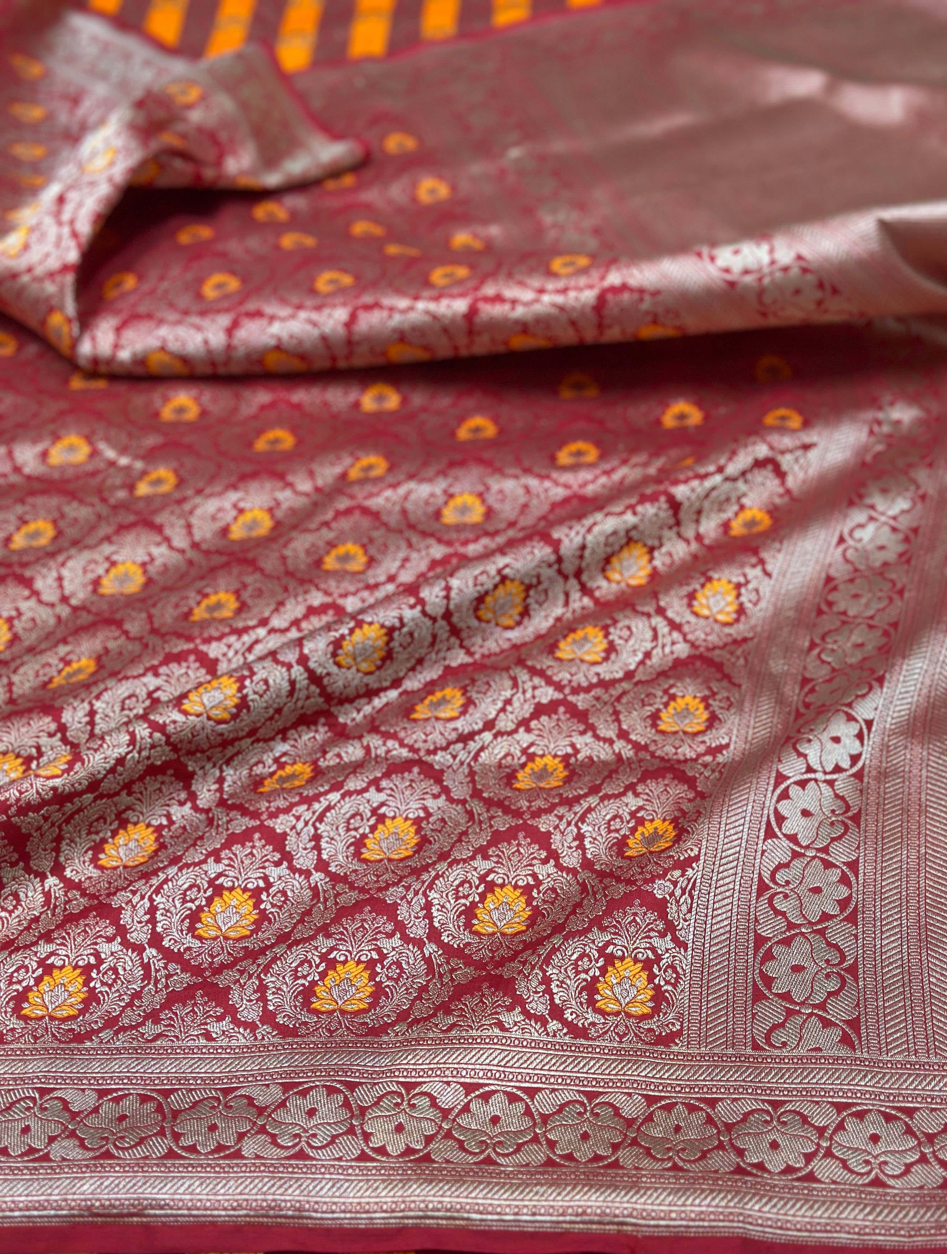 Red Pure Banarasi katan silk Saree