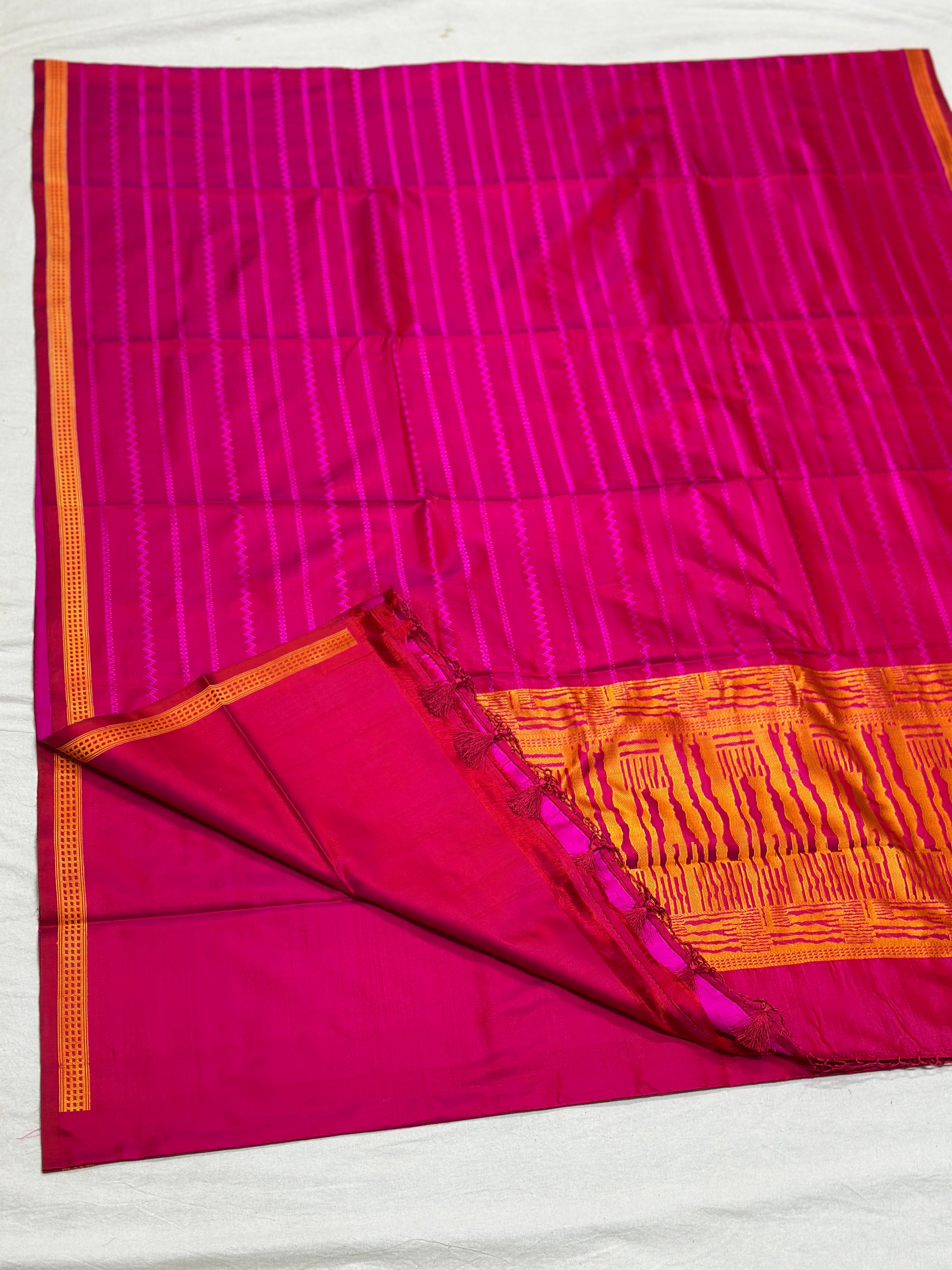 Handwoven Pure Banarasi Mashru Silk Saree