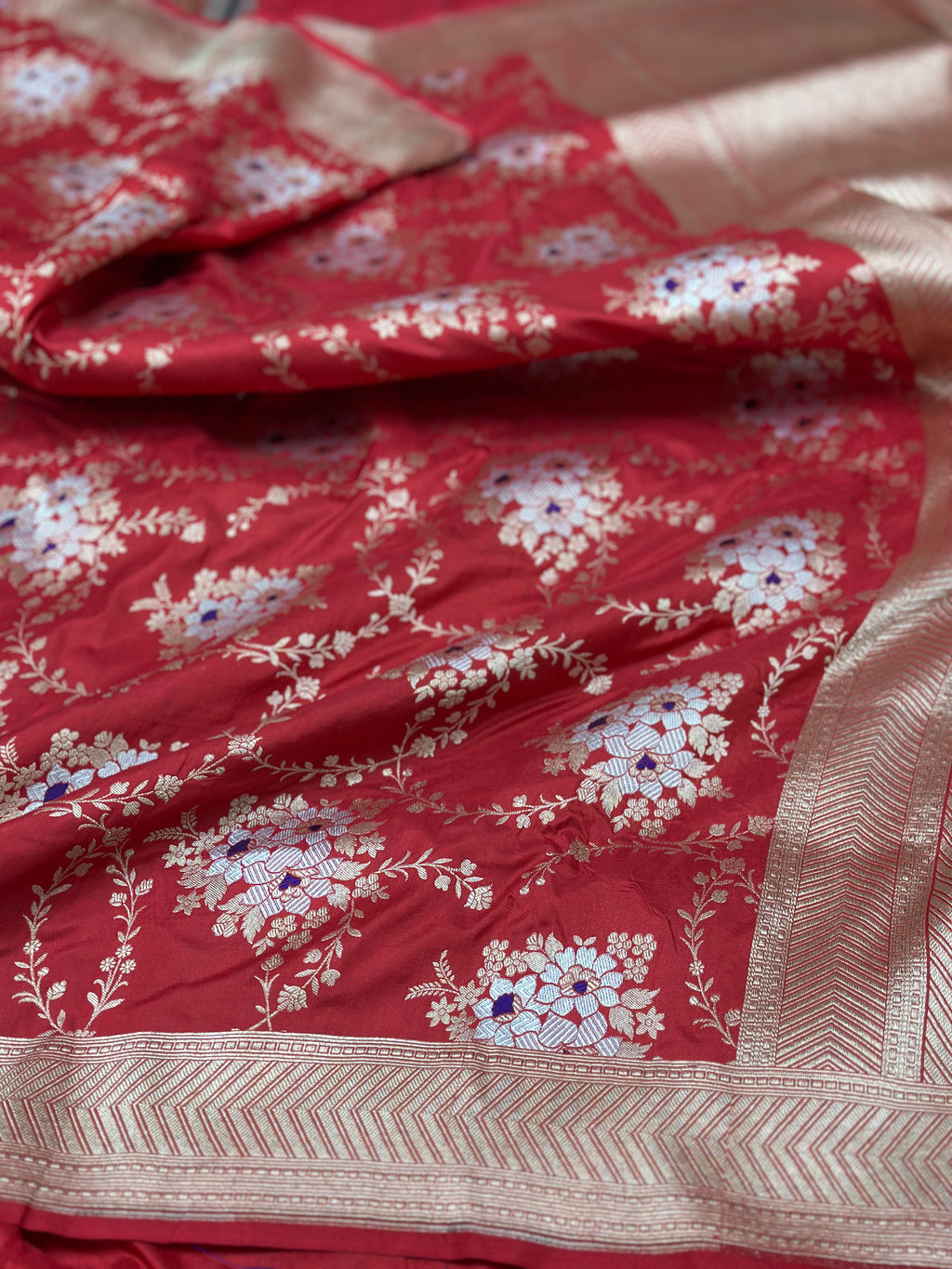 Red Pure Banarasi katan silk Saree