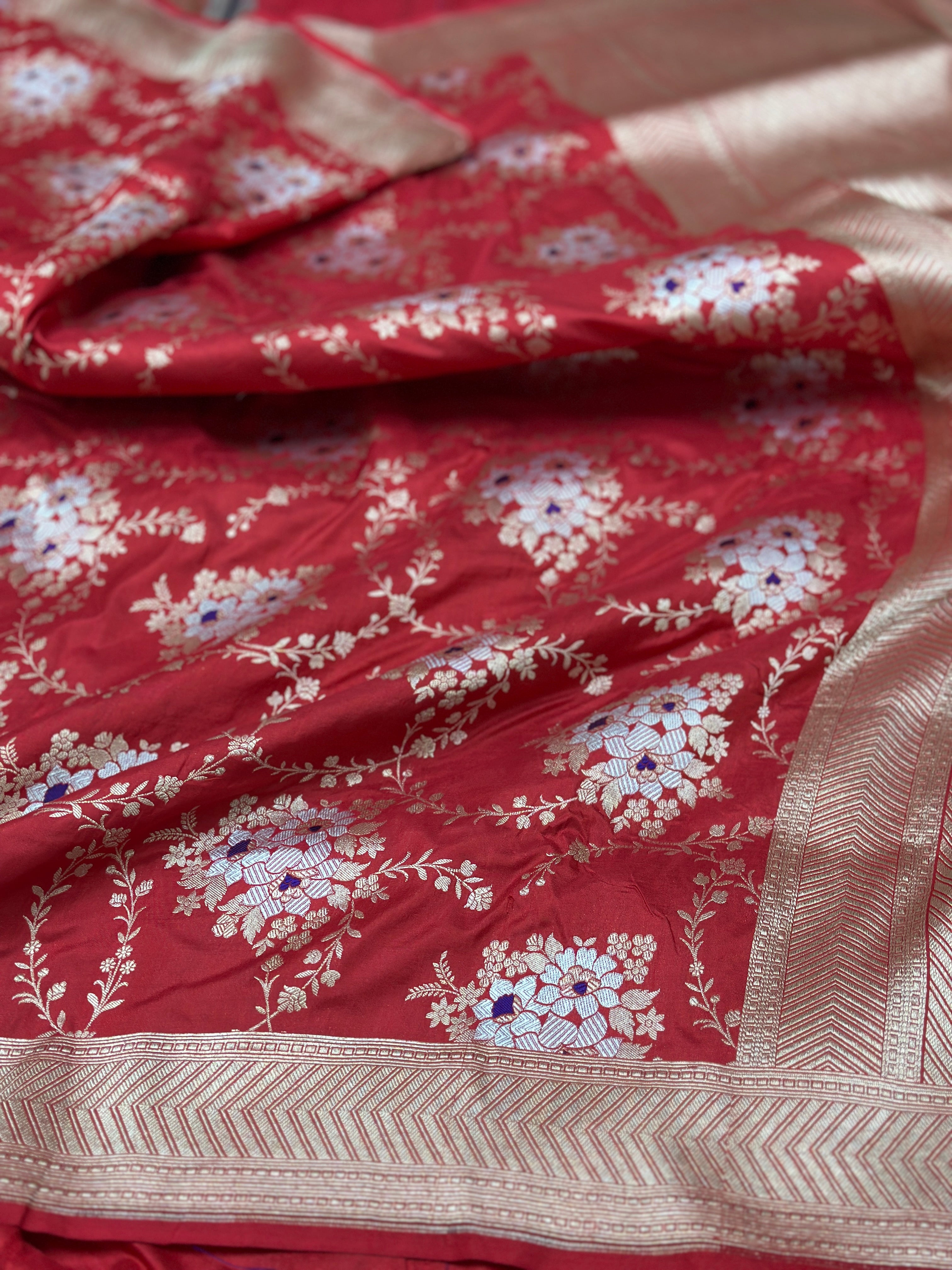 Red Pure Banarasi katan silk Saree
