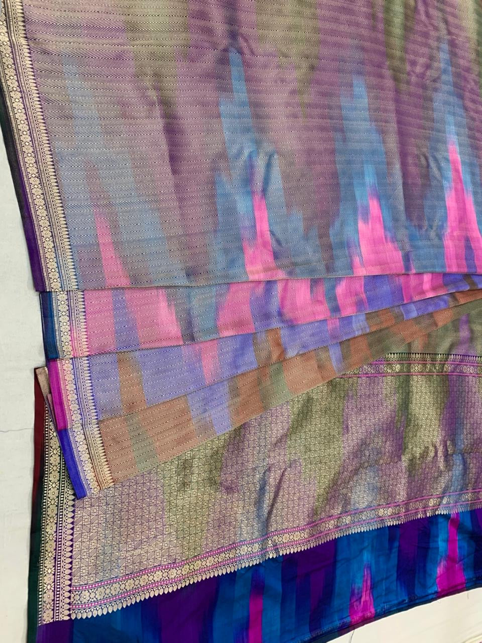 Rainbow Shade Pure Banarasi handloom Mashru Saree