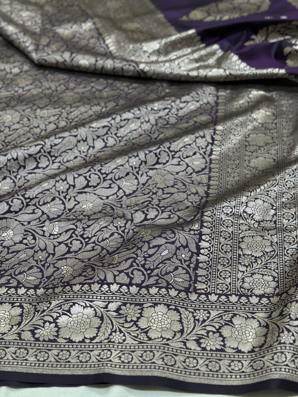 Wine Pure Banarasi Silk Saree