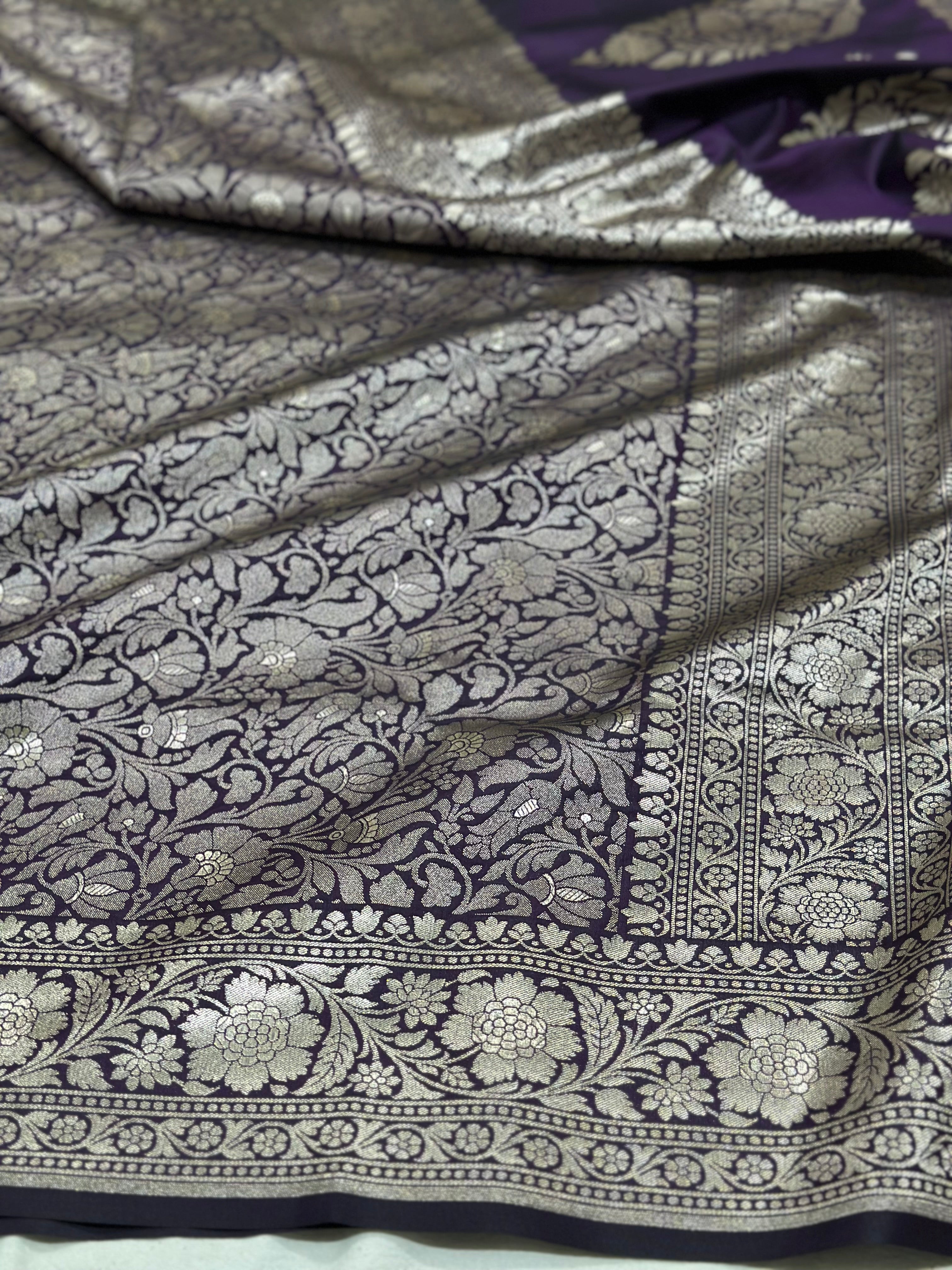 Wine Pure Banarasi Silk Saree