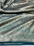 Bottle green pure katan brocade weaving saree