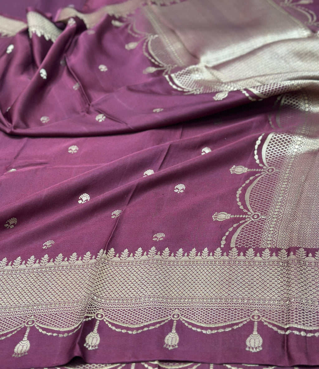 Handwoven Pure Banarasi Mashru Silk Saree