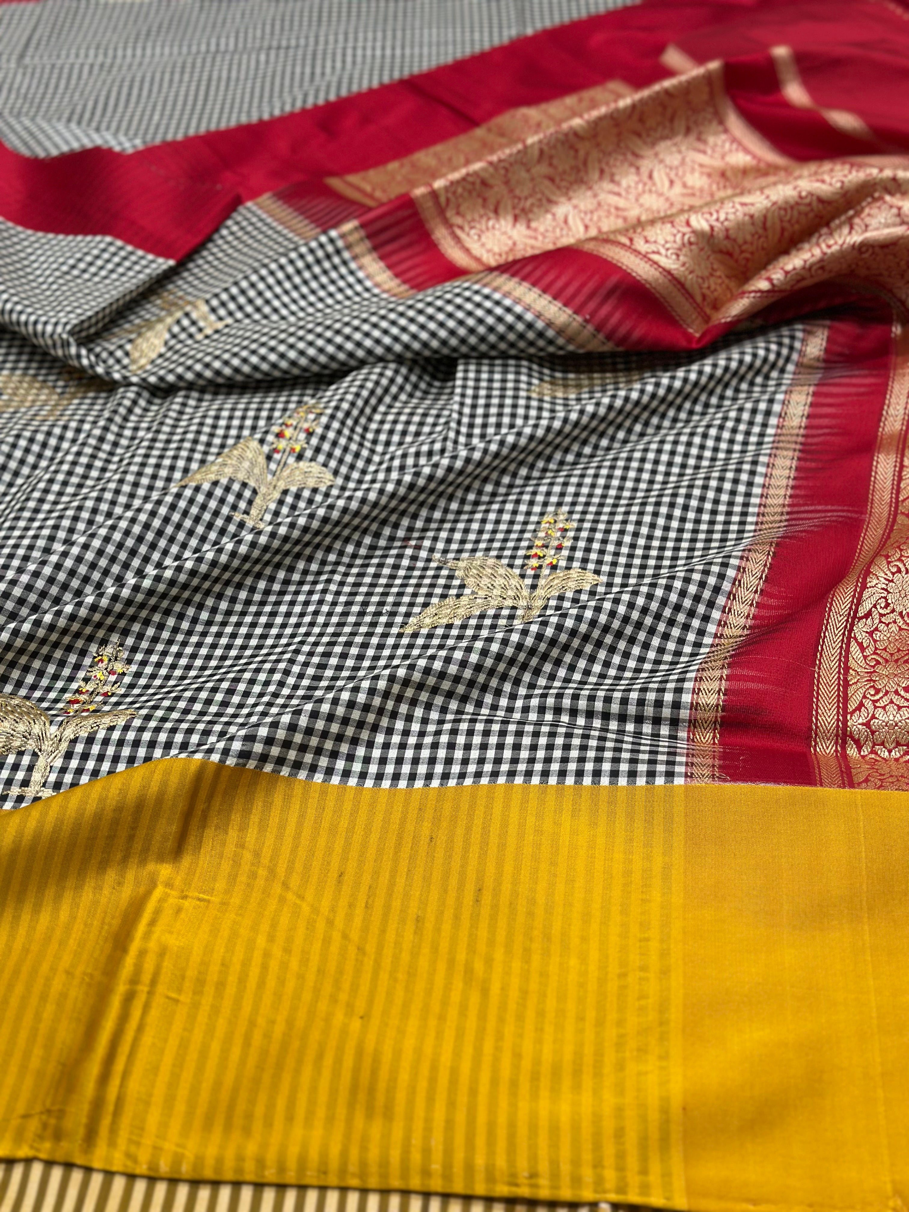 Black/Gold Pure Banarasi Handloom Katan Silk Saree