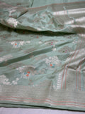 Pista green Handwoven Pure Banarasi katan Silk Saree