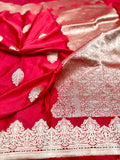 Red Handwoven Pure Banarasi Mashru Silk Saree