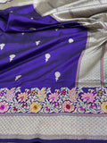 Purple Handwoven Pure Banarasi Silk Saree