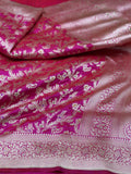 Rani Pink Pure Banarasi katan silk Saree
