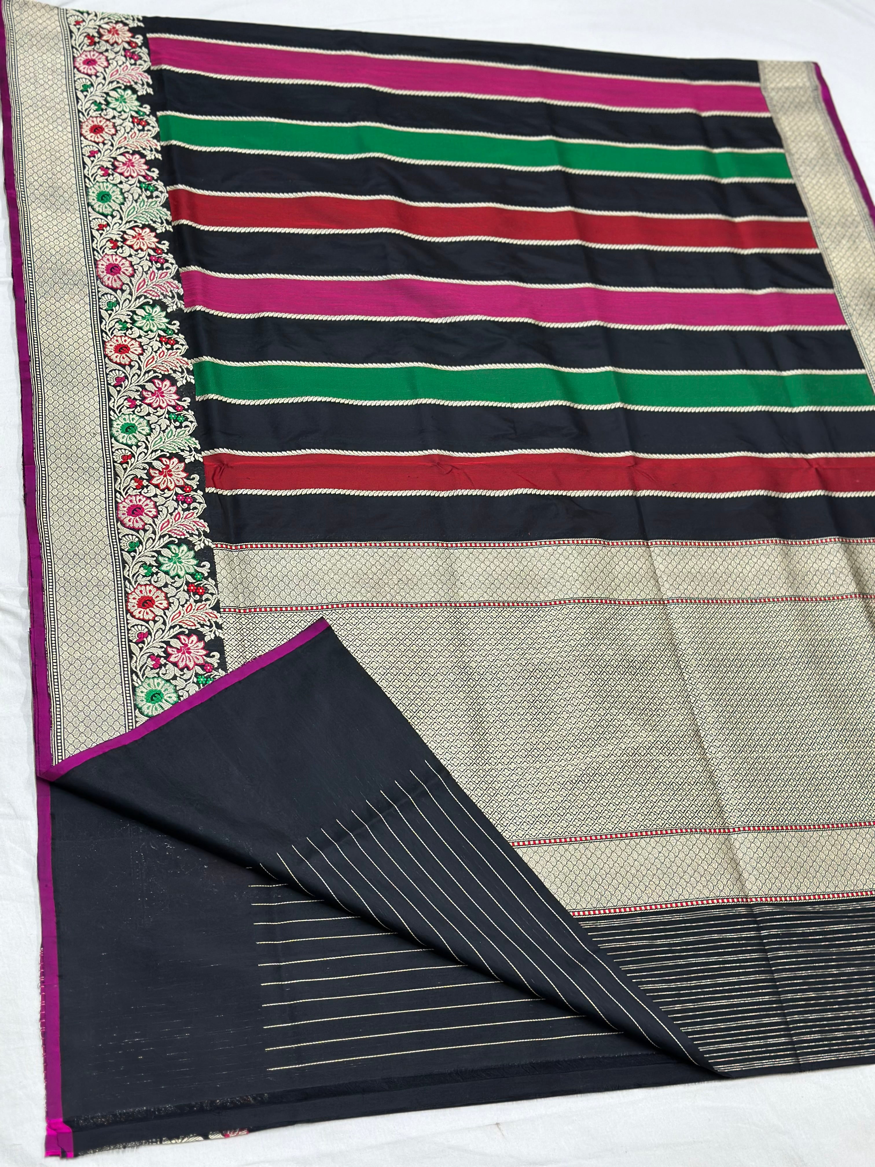 Black Handwoven Pure Banarasi Silk Saree