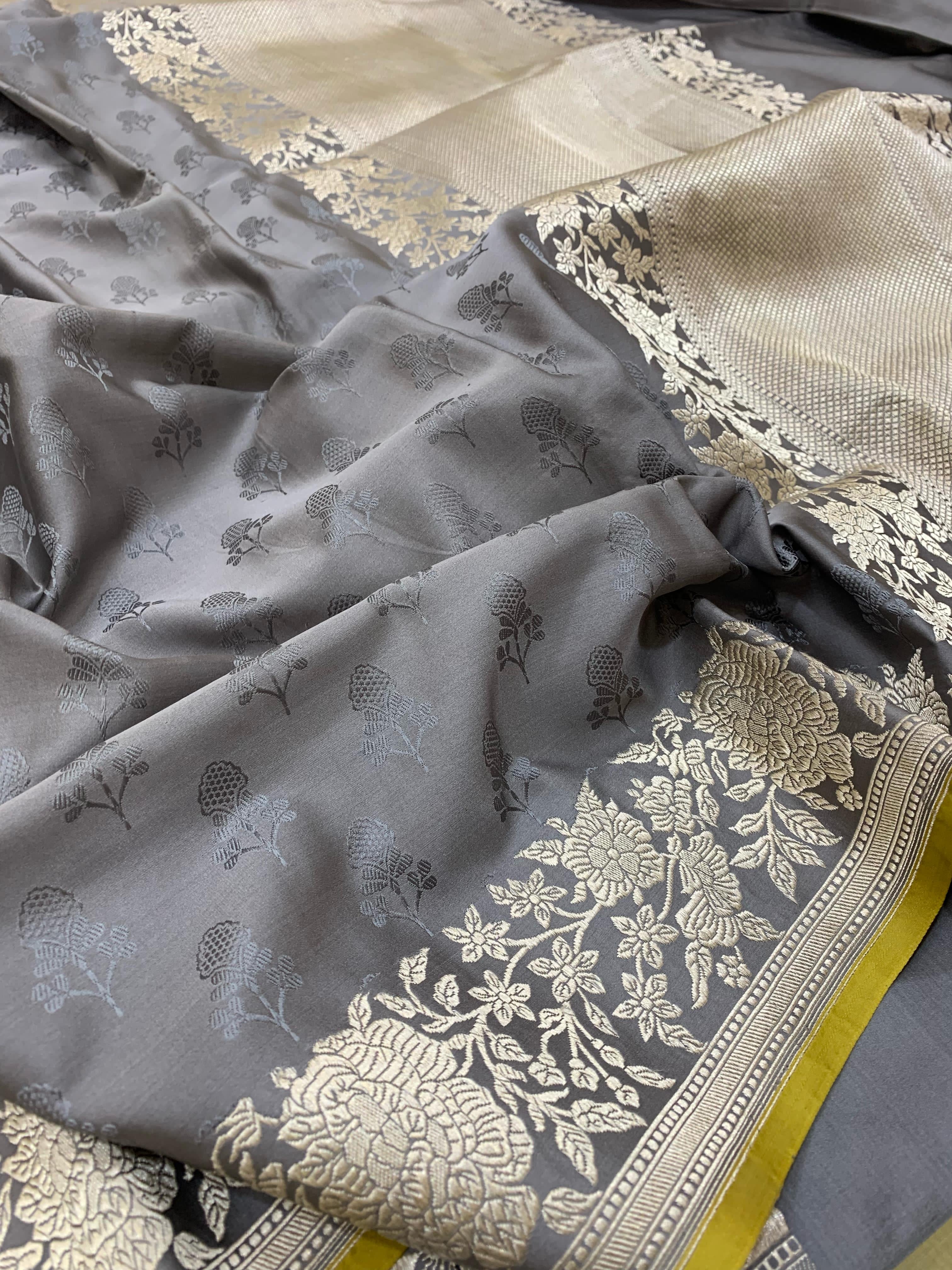 Handwoven Pure Banarasi Mashru Silk Saree