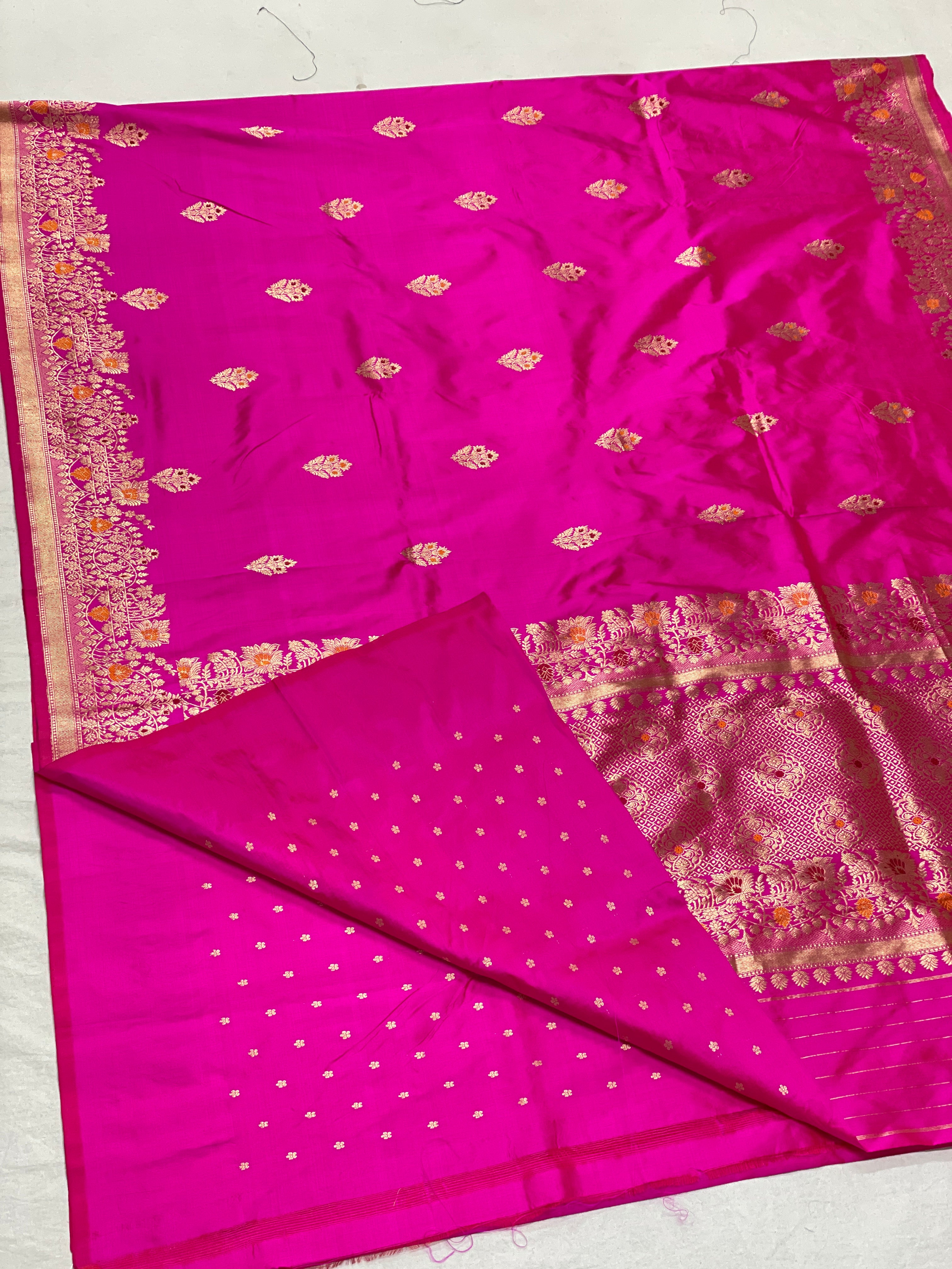 Rani Pink Pure Banarasi handloom katan Saree