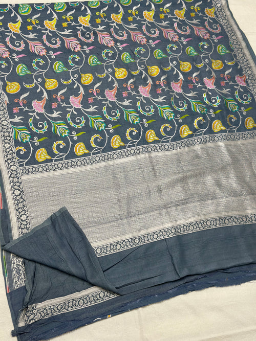 Black Handloom Pure Khaddi Saree