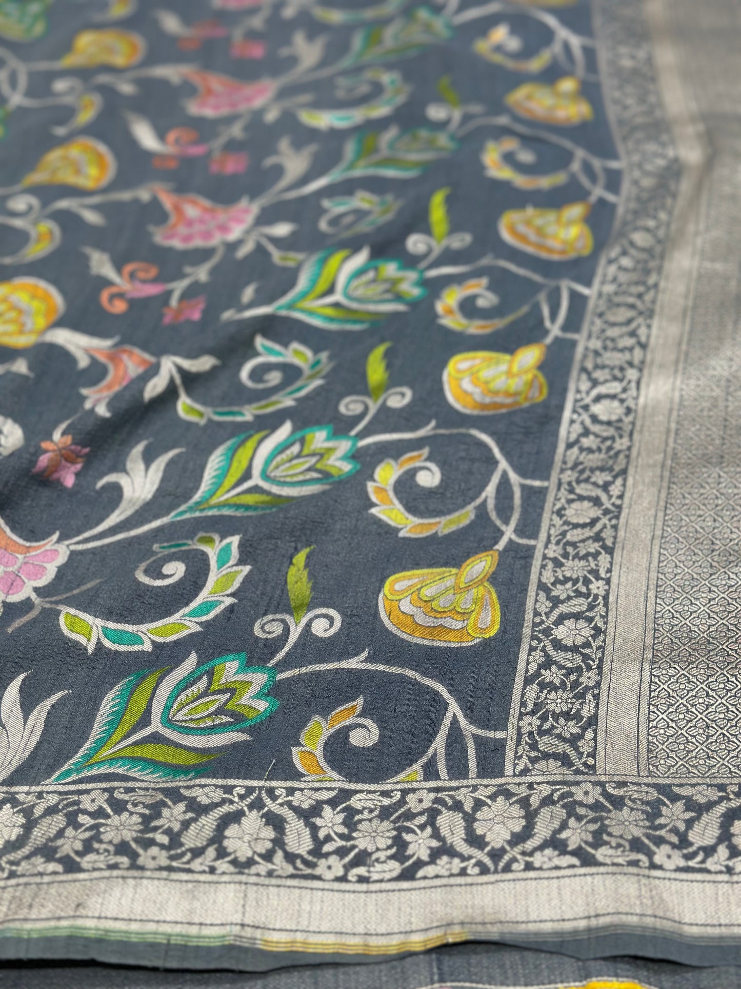 Black Handloom Pure Khaddi Saree