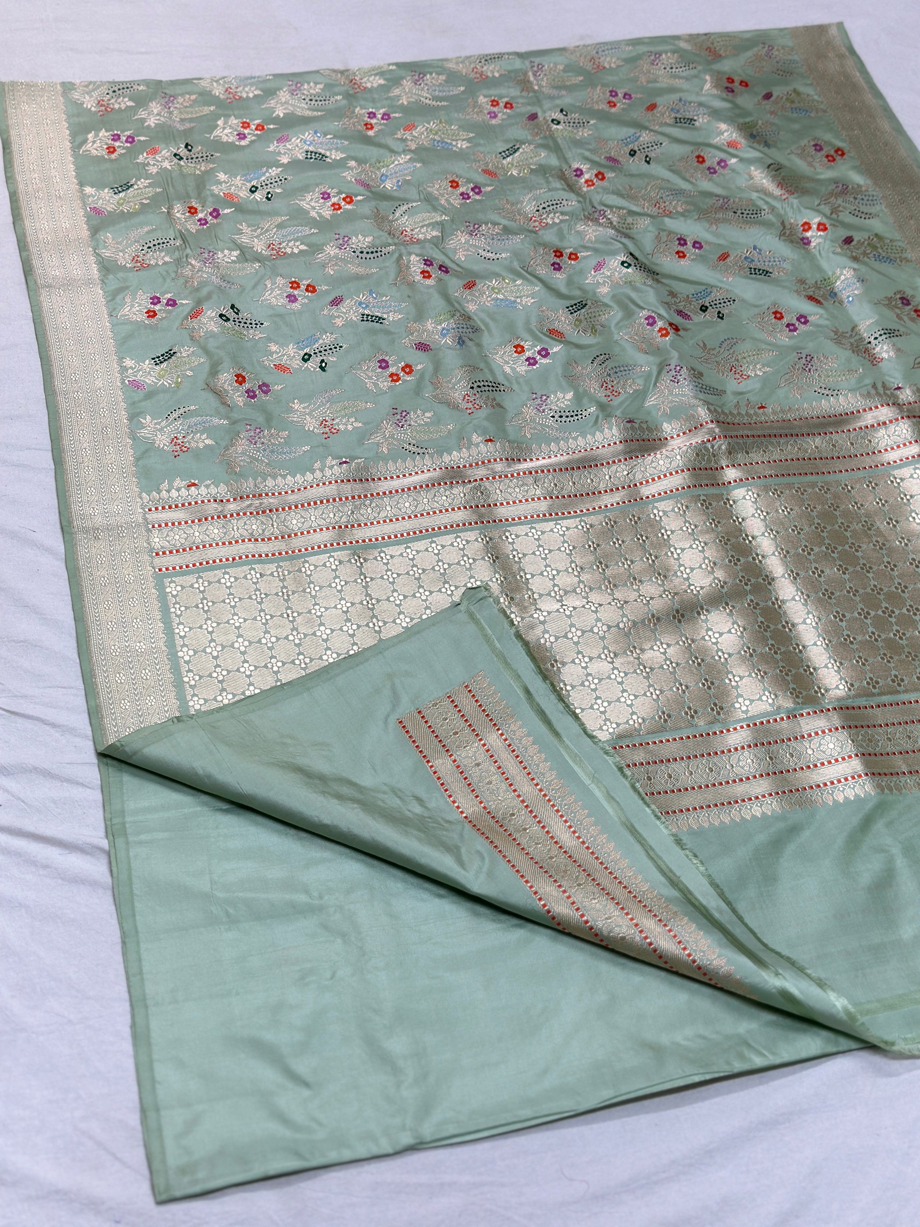 Pista green Handwoven Pure Banarasi katan Silk Saree