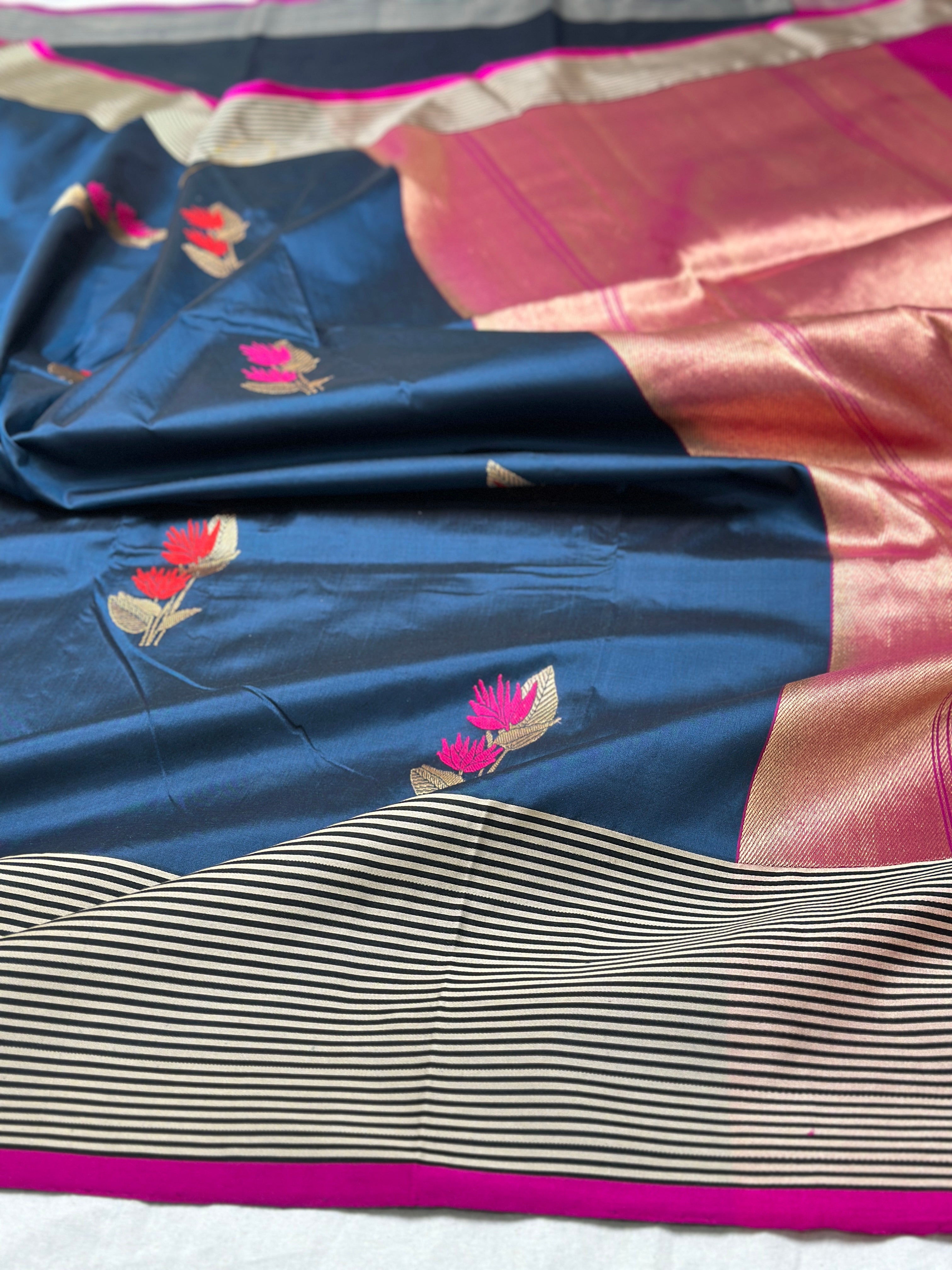 Royal blue Pure Banarasi handloom katan  Saree