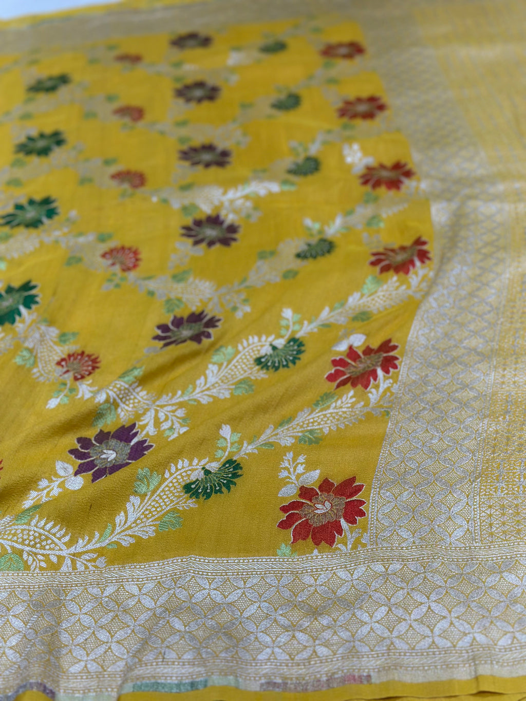 Mustard Yellow Pure Banarasi Khaddi Saree
