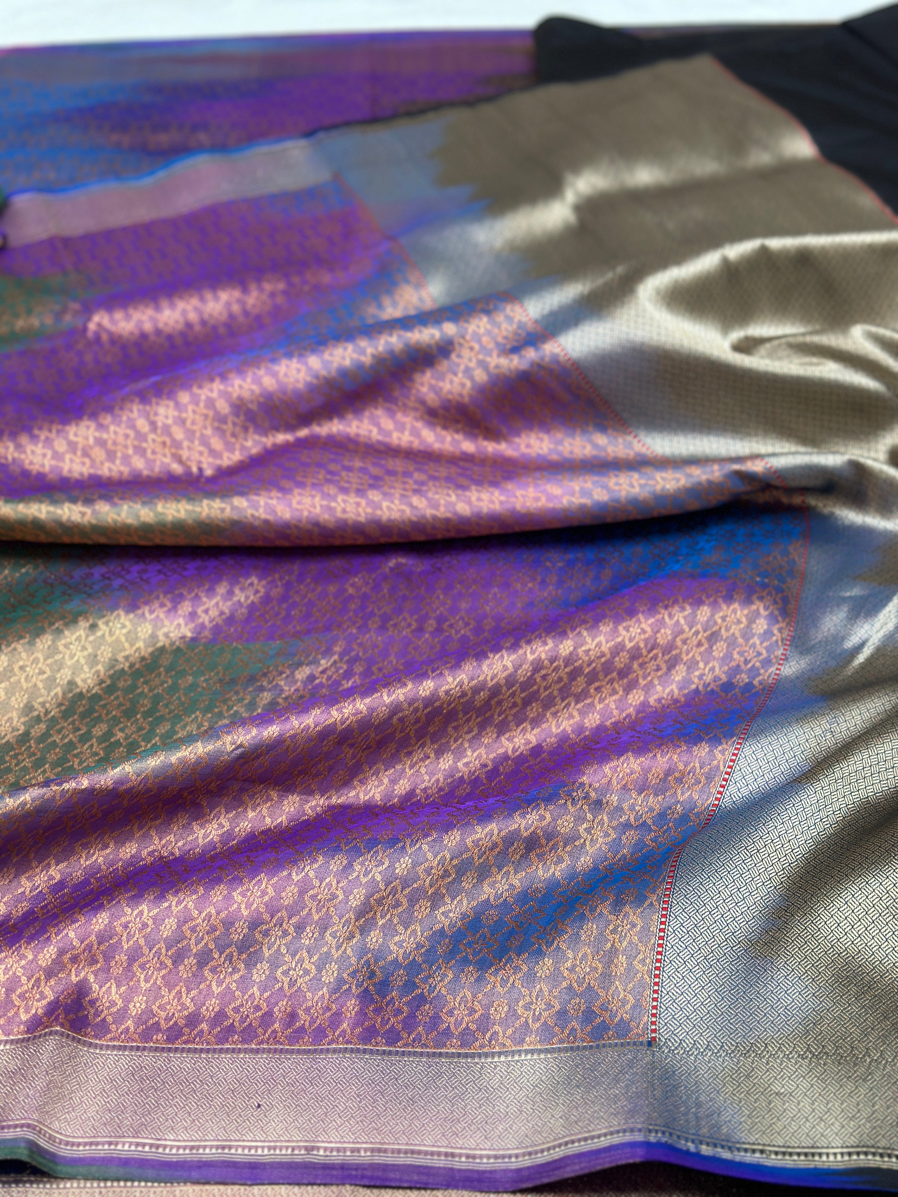 Rainbow Handwoven Pure Banarasi katan Silk Saree