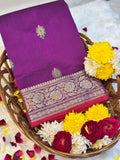 Berry Purple Banarasi Pure Cotton Silk Saree
