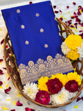Royal Blue Pure Mashru Silk Buti Handwoven Banarasi Saree