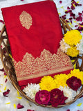 Red Pure Mashru Silk Handwoven Banarasi Saree
