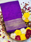 Purple Pure Mashru Silk Buti Handwoven Banarasi Saree