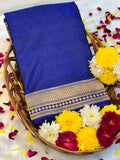 Royal Blue Pure Mashru Silk Buti Handwoven Banarasi Saree