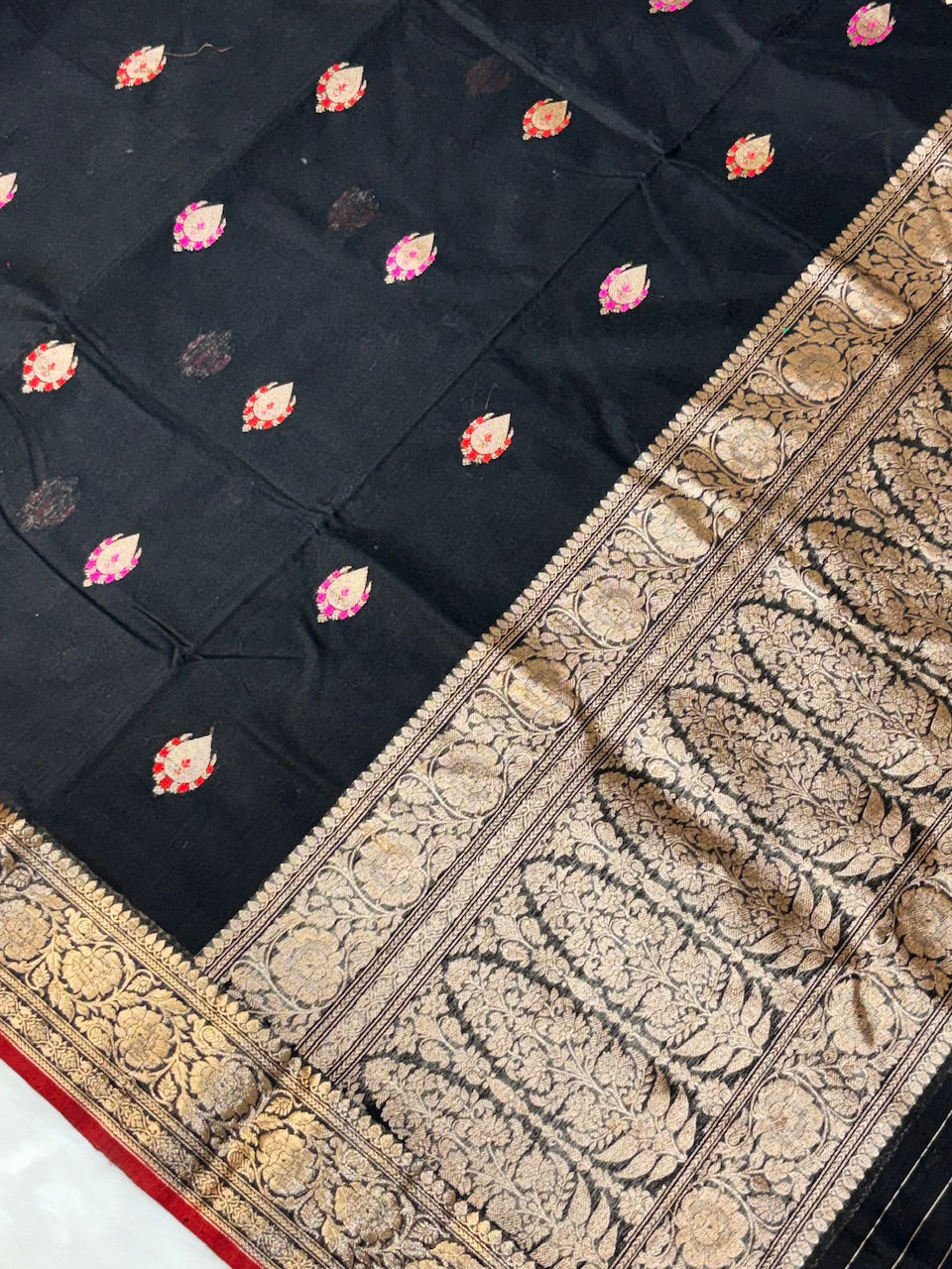 Black Banarasi Pure Cotton Saree