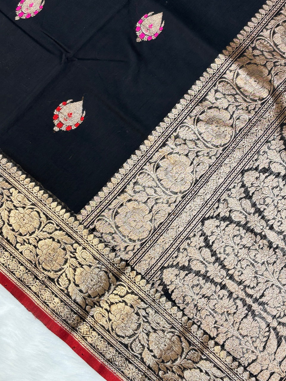 Black Banarasi Pure Cotton Saree