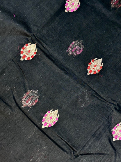 Black Banarasi Pure Cotton Saree