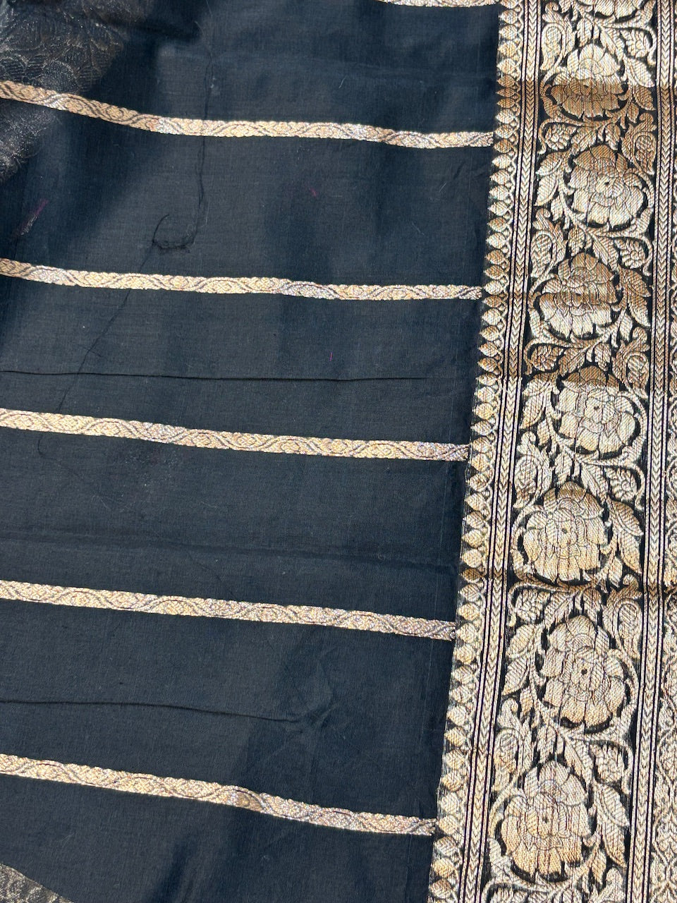 Black Banarasi Pure Cotton Saree