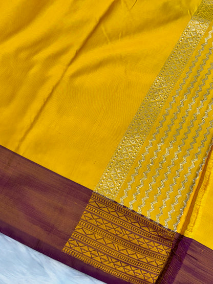 Pure Banarasi Tanchui Handwoven Silk Saree –  Yellow Elegance