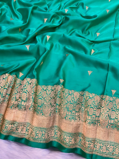 Pure Mashru Handwoven Silk Saree –  Sea Green Elegance