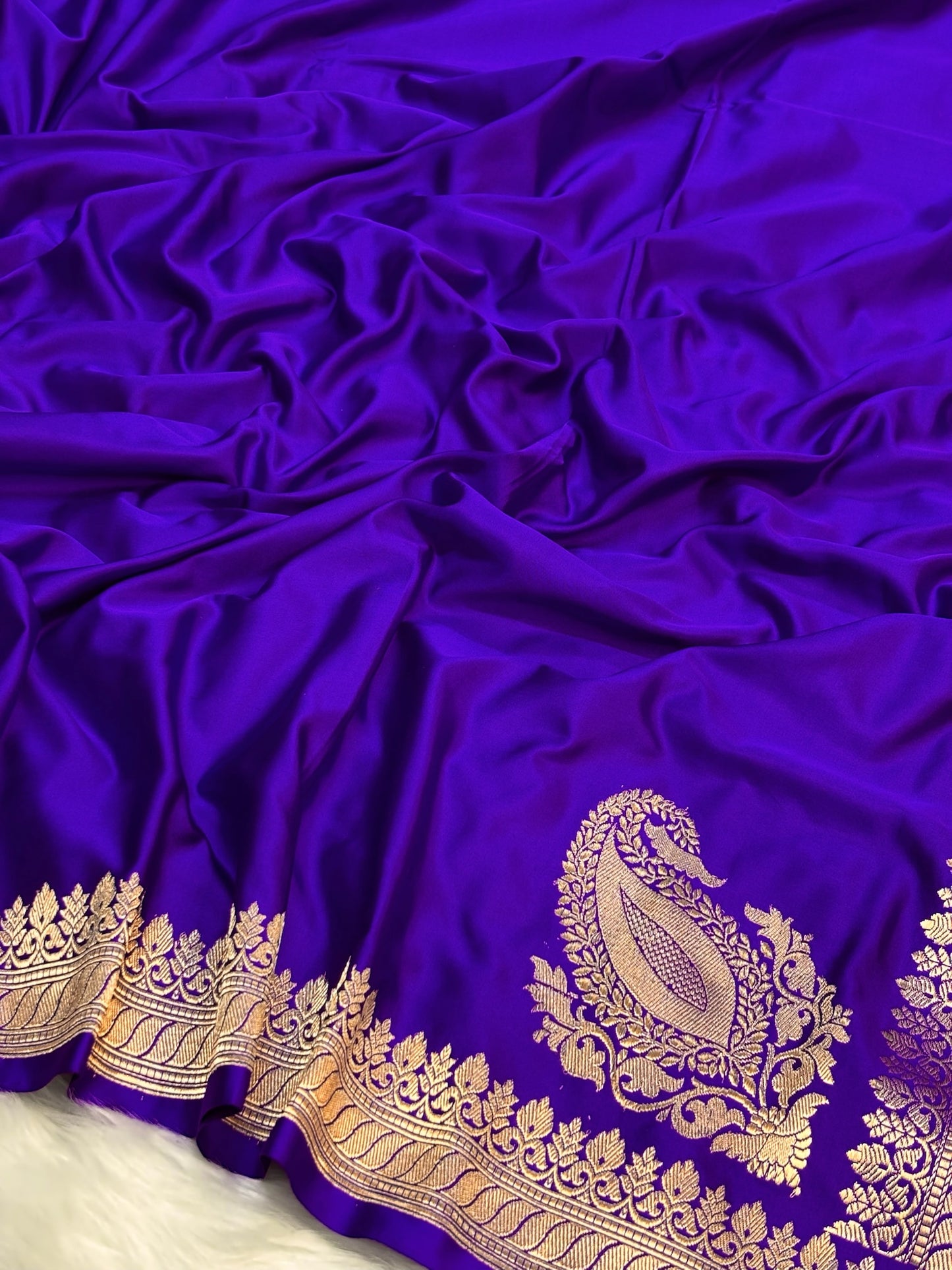 Pure Mashru Handwoven Silk Saree – Royal Blue  Elegance