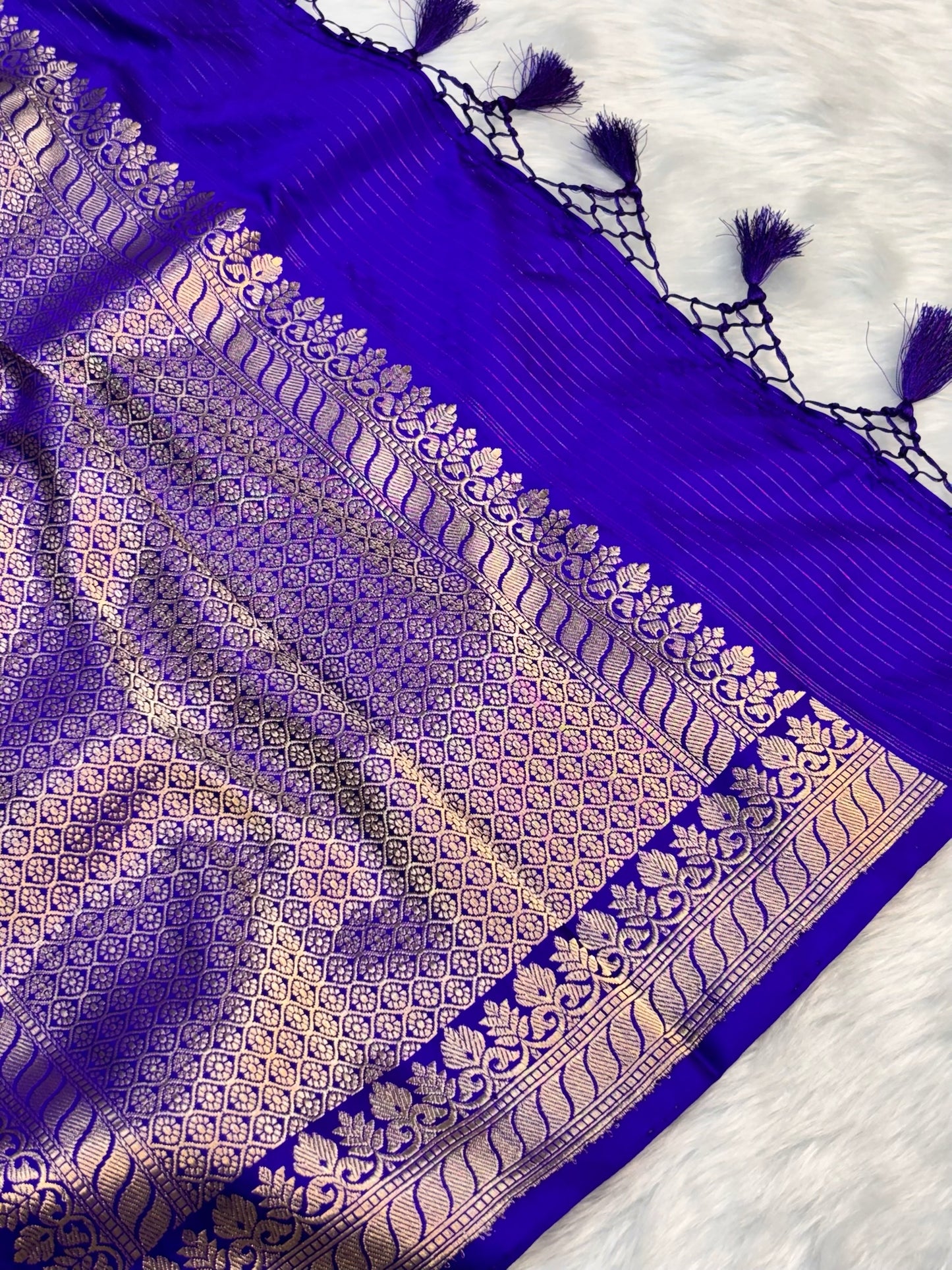 Pure Mashru Handwoven Silk Saree – Royal Blue  Elegance