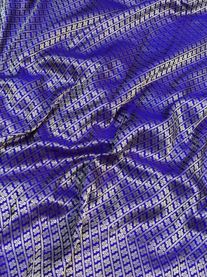 Pure Mashru Handwoven Silk Saree – Royal Blue  Elegance