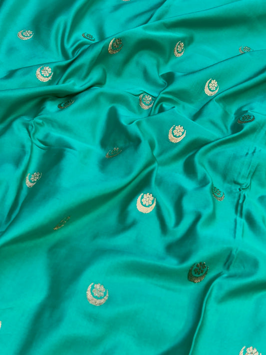 Pure Mashru Handwoven Silk Saree –  Sea Blue Elegance