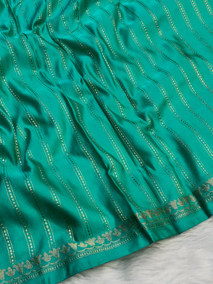 Pure Mashru Handwoven Silk Saree –  Sea Blue Elegance