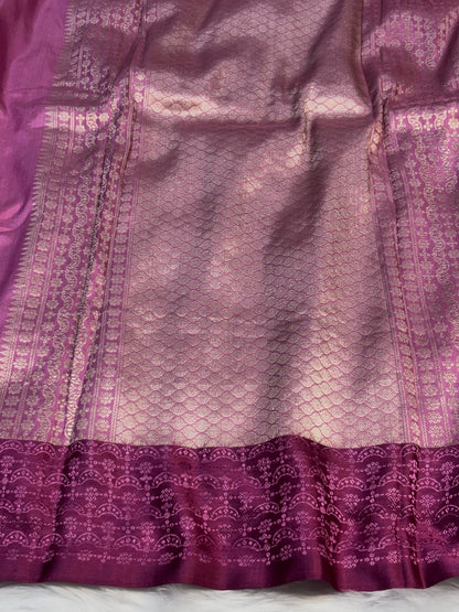 Rose Pink Vintage Handwoven Banarasi Pure Silk Saree