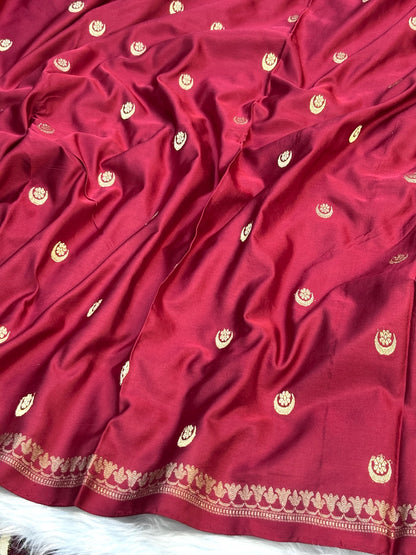 Pure Mashru Handwoven Silk Saree – Maroon Elegance