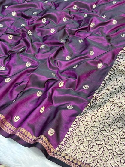 Pure Mashru Handwoven Silk Saree – Wine Elegance
