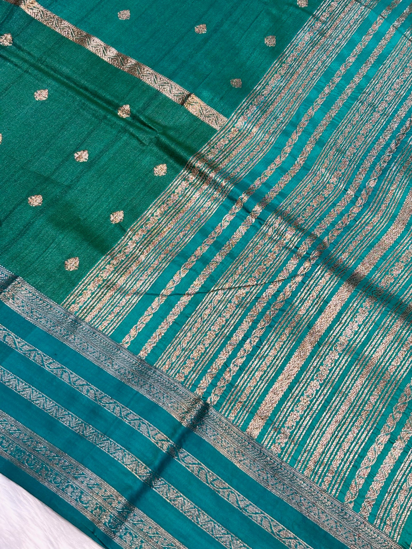 Teal Green Banarasi Pure Tussar Georgette Saree