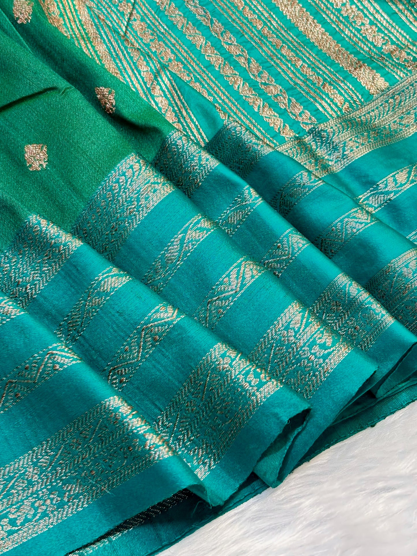 Teal Green Banarasi Pure Tussar Georgette Saree