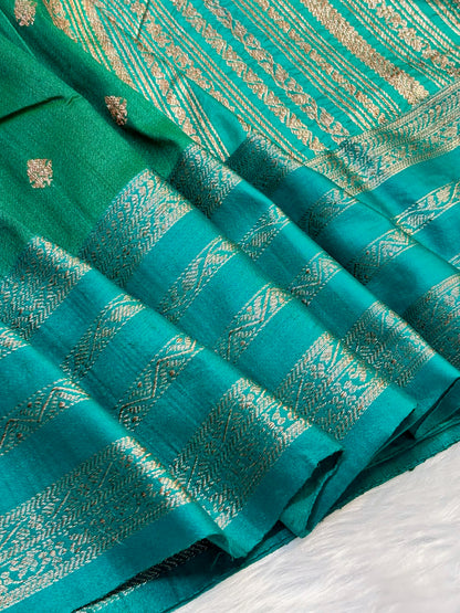 Teal Green Banarasi Pure Tussar Georgette Saree