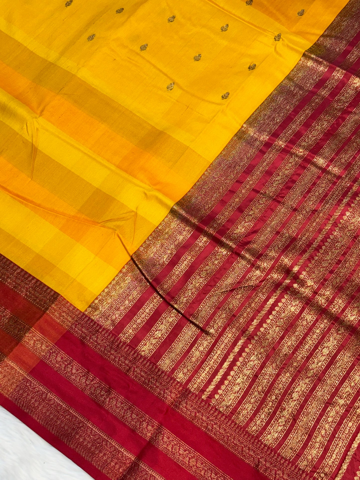 Yellow Banarasi Pure Tussar Georgette Saree