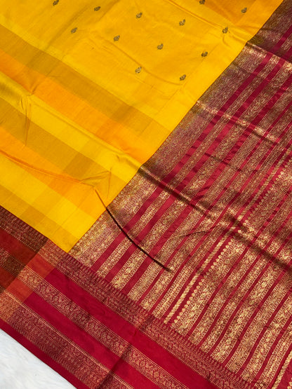 Yellow Banarasi Pure Tussar Georgette Saree